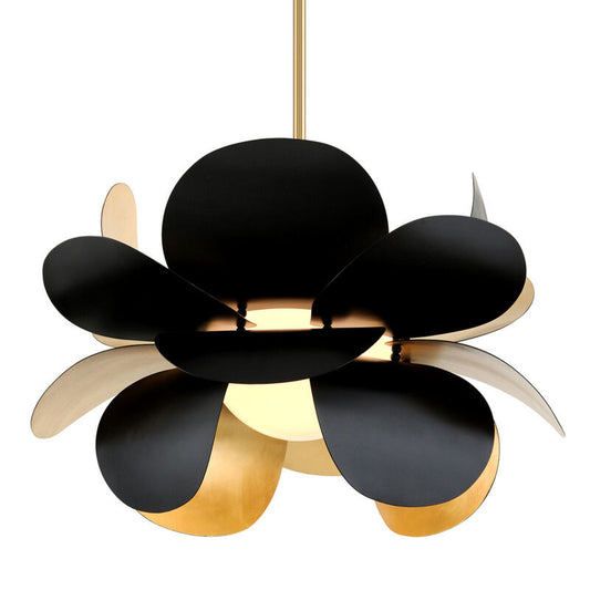 Corbett Lighting Ginger Chandelier in Gold Leaf/Black 308-43-GL/SBK