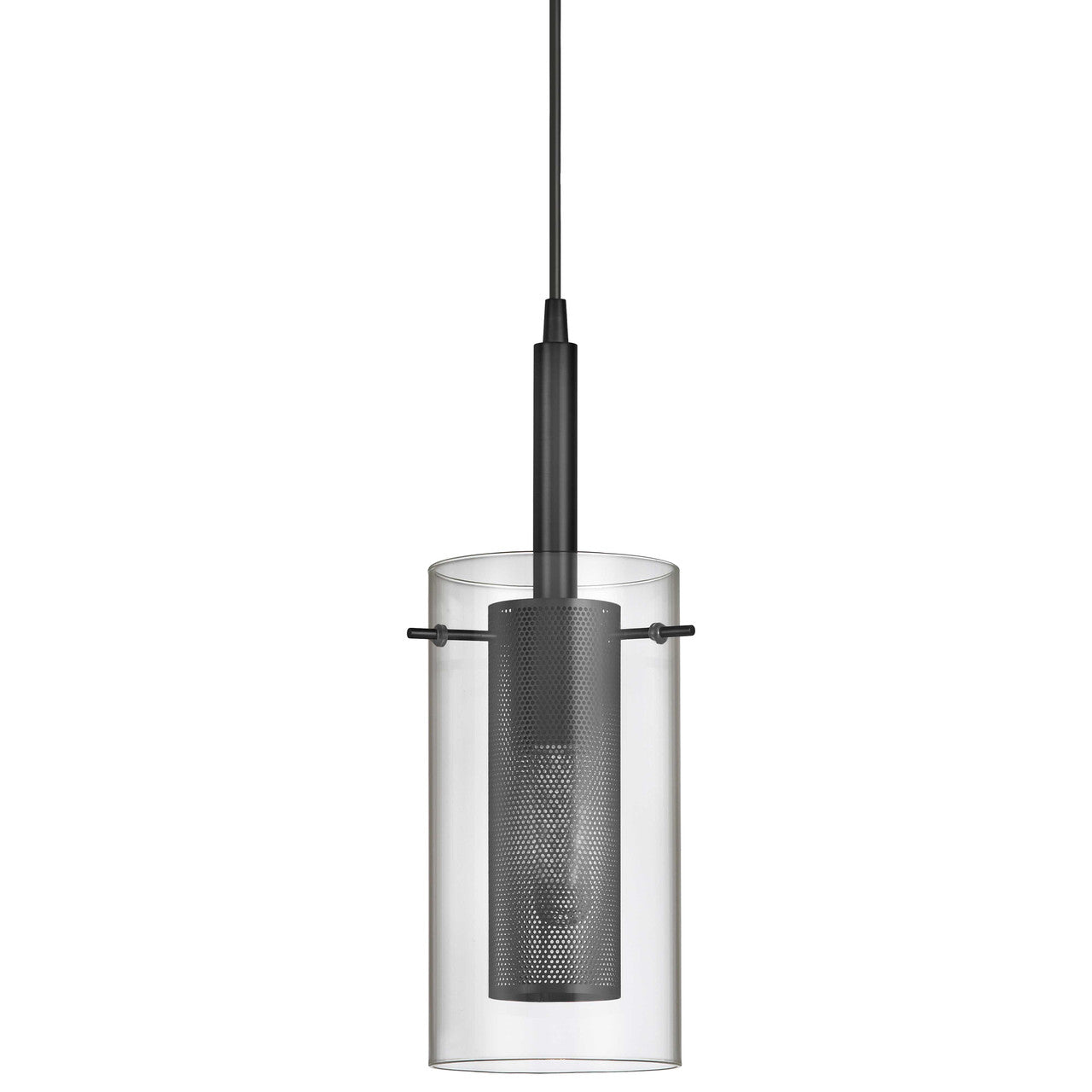 Dainolite 1 Light Incandescent Pendant, Matte Black with Clear Glass 30961-CM-MB