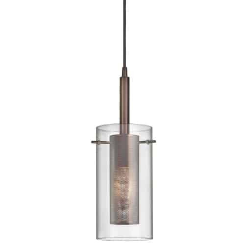 Dainolite 1 Light Pendant, Oil Brushed Bronze, Clear Glass / Steel Mesh 30961-CM-OBB