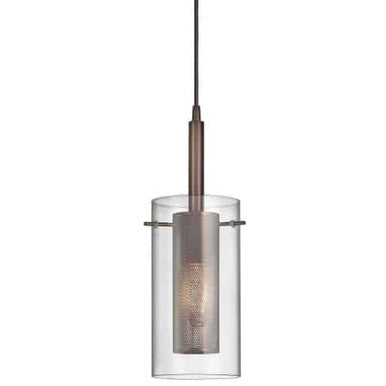 Dainolite 1 Light Pendant, Oil Brushed Bronze, Clear Glass / Steel Mesh 30961-CM-OBB