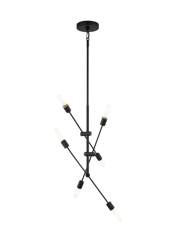 Visual Comfort Studio Sean Lavin Axis Six Light Medium Chandelier in Midnight Black 3100506-112