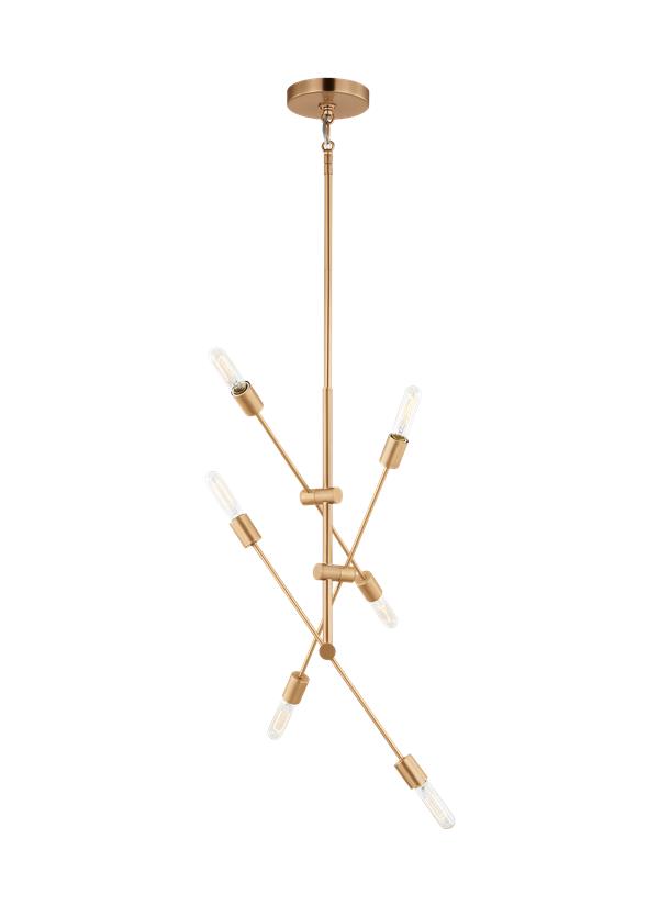 Visual Comfort Studio Sean Lavin Axis Six Light Medium Chandelier in Satin Brass 3100506-848