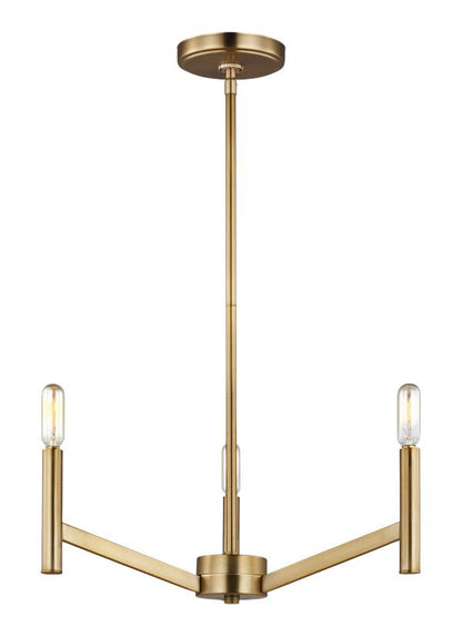 Visual Comfort Studio Studio Collection Vector Three Light Chandelier in Satin Brass 3124303-848