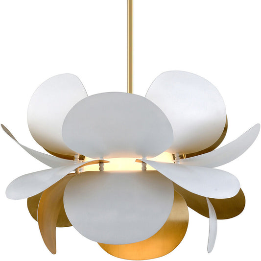 Corbett Lighting Ginger Chandelier in White And Gold Leaf 314-43-GL/SWH