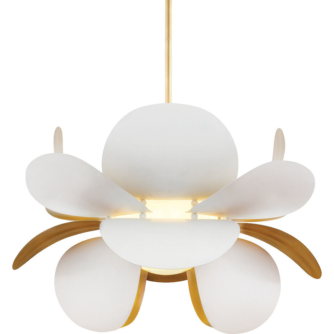 Corbett Lighting Ginger Chandelier in Gold Leaf/White 314-71-GL/SWH