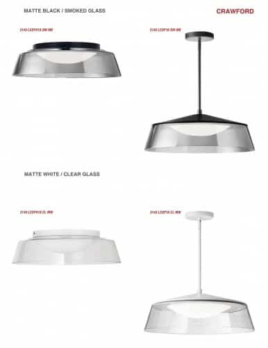 Dainolite 35W LED Pendant Matte White Finish with Clear Glass 3145-LEDP18-CL-MW