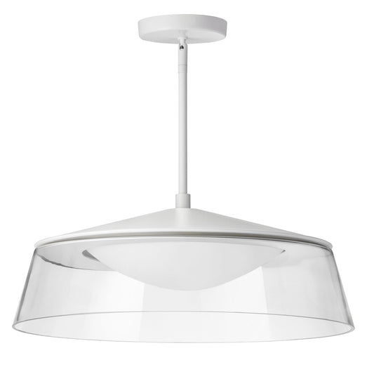 Dainolite 35W LED Pendant Matte White Finish with Clear Glass 3145-LEDP18-CL-MW