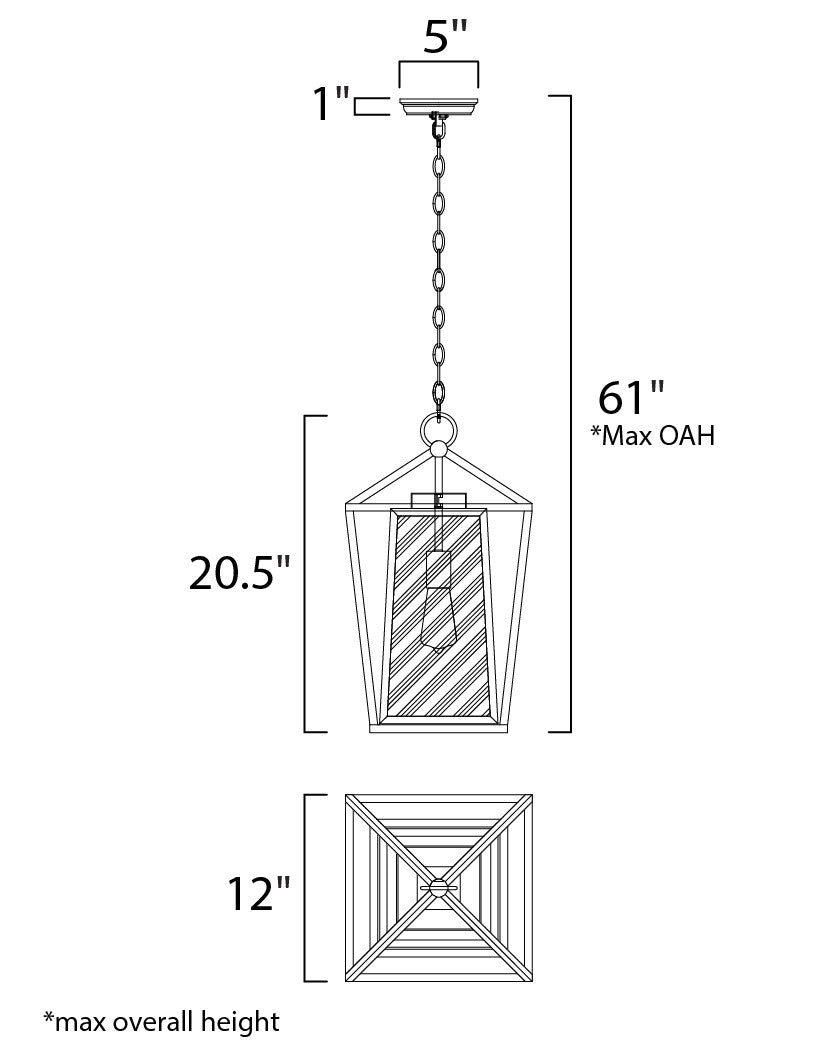 Maxim Artisan 1-Light Outdoor Pendant in Black 3178CLBK