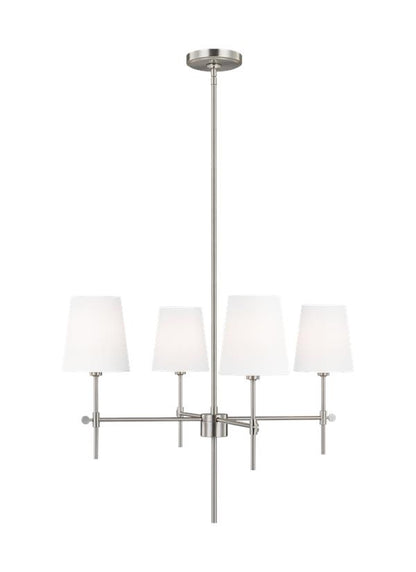 Visual Comfort Studio Thomas O'Brien Baker Four Light Small Chandelier in Brushed Nickel 3187204-962