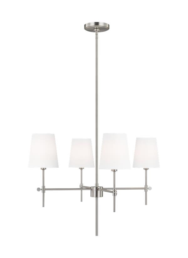 Visual Comfort Studio Thomas O'Brien Baker Four Light Small Chandelier in Brushed Nickel 3187204EN-962