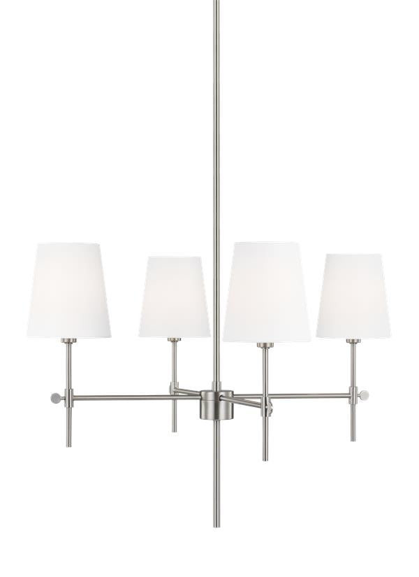 Visual Comfort Studio Thomas O'Brien Baker Four Light Small Chandelier in Brushed Nickel 3187204EN-962