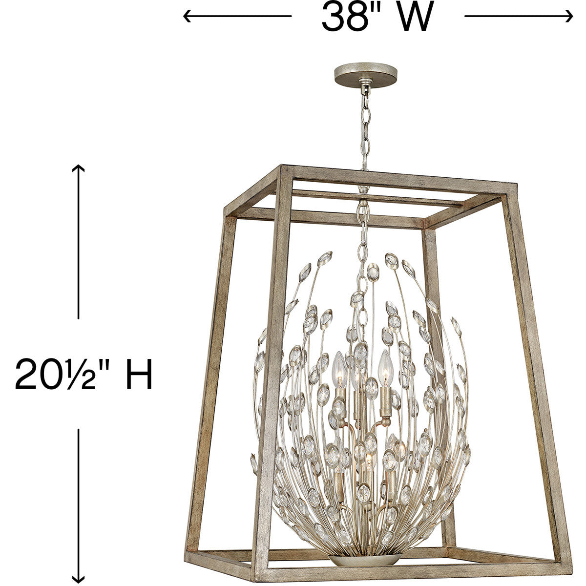 Hinkley Lighting Loren Six Light Open Frame Linear Silver Leaf 3188SL