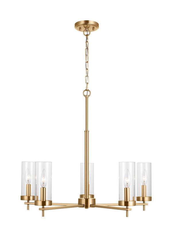 Visual Comfort Studio Sean Lavin Zire Five Light Chandelier in Satin Brass 3190305-848