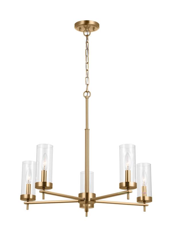 Visual Comfort Studio Sean Lavin Zire Five Light Chandelier in Satin Brass 3190305-848