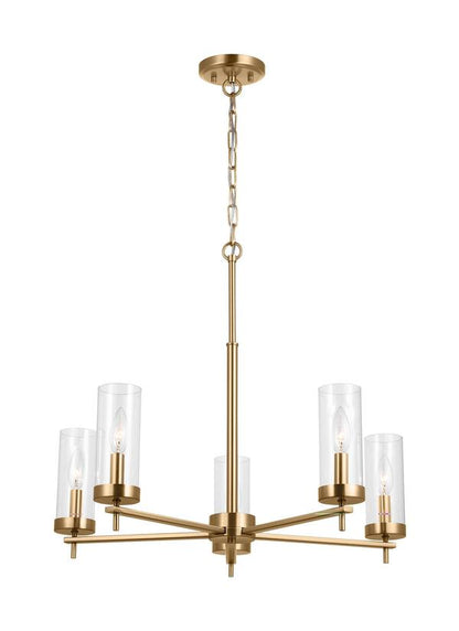 Visual Comfort Studio Sean Lavin Zire Five Light Chandelier in Satin Brass 3190305-848