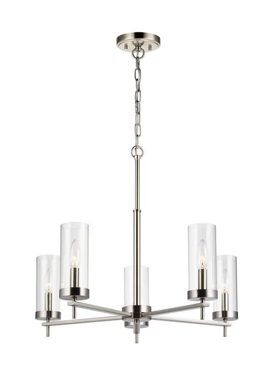 Visual Comfort Studio Sean Lavin Zire Five Light Chandelier in Brushed Nickel 3190305-962