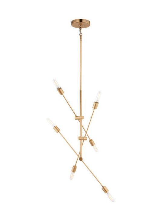 Visual Comfort Studio Sean Lavin Axis Six Light Large Chandelier in Satin Brass 3200506-848