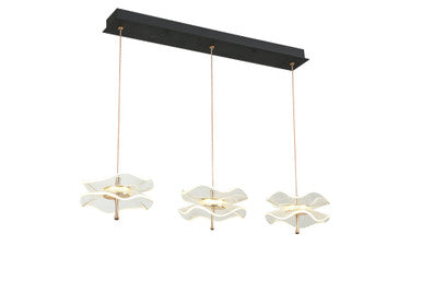 Arnsberg Butterfly 3-Light LED Pendant in Black/Gold 320710332