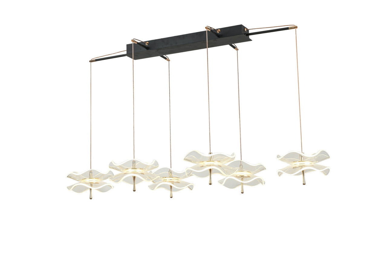 Arnsberg Butterfly 6-Light LED Pendant in Black/Gold 320710632