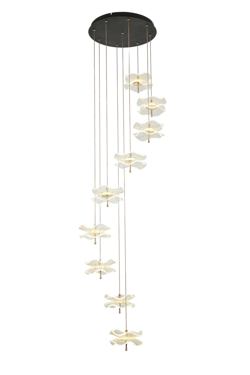 Arnsberg Butterfly 9-Light LED Pendant in Black/Gold 320710932