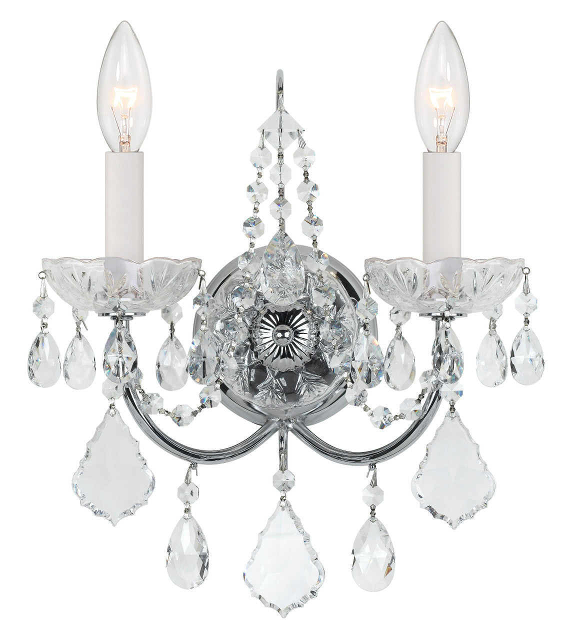 Crystorama Imperial 2 Light Clear Italian Crystal Polished Chrome Wall Mount 3222-CH-CL-I