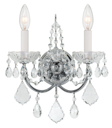 Crystorama Imperial 2 Light Clear Italian Crystal Polished Chrome Wall Mount 3222-CH-CL-I