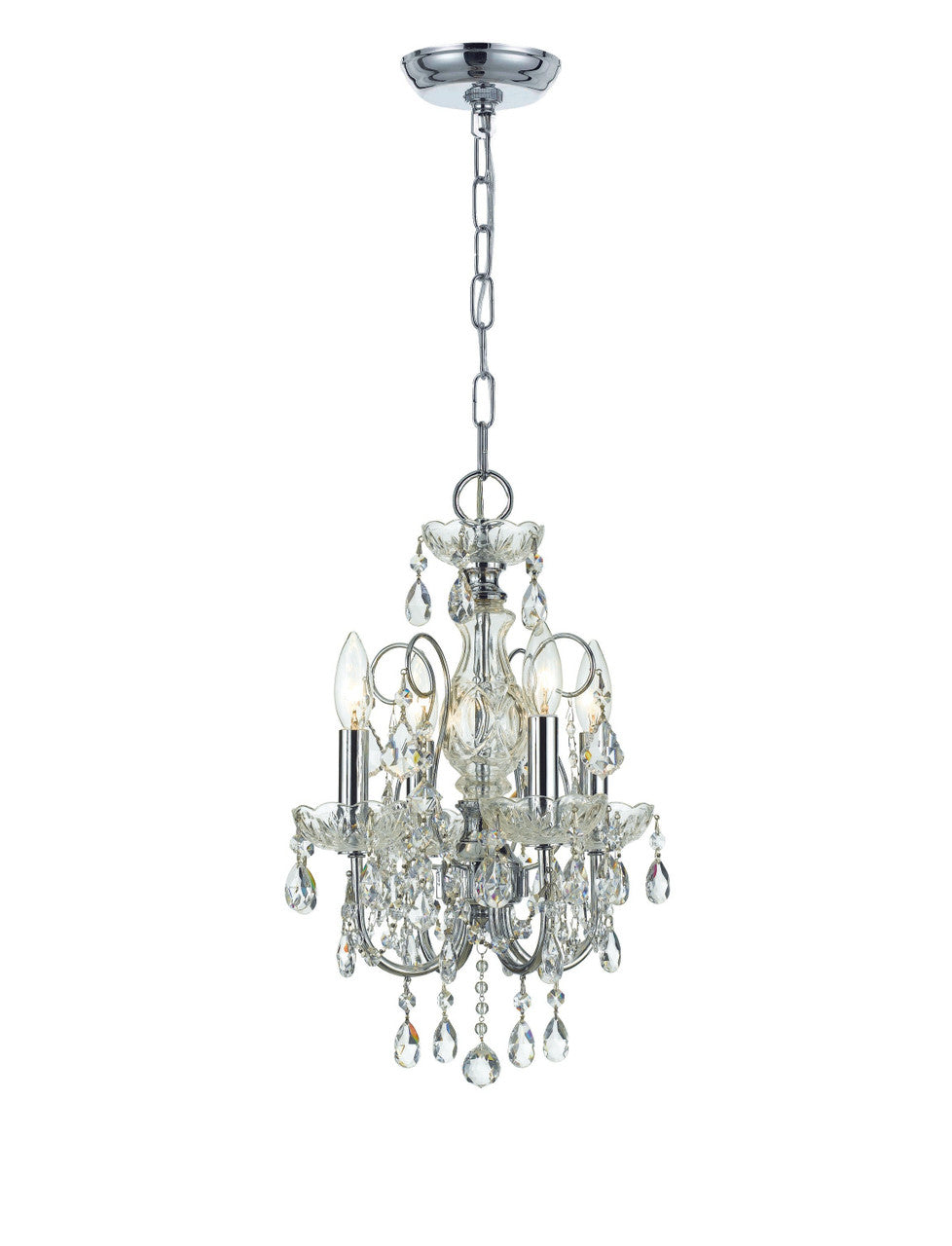 Crystorama Imperial 4 Light Clear Italian Crystal Polished Chrome Mini Chandelier 3224-CH-CL-I