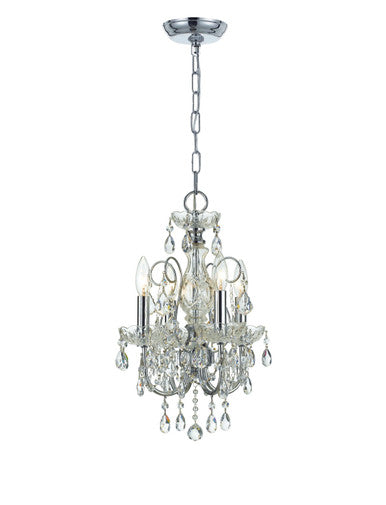 Crystorama Imperial 4 Light Clear Italian Crystal Polished Chrome Mini Chandelier 3224-CH-CL-I