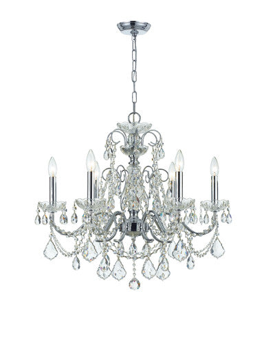 Crystorama Imperial 6 Light Clear Italian Crystal Polished Chrome Chandelier 3226-CH-CL-I