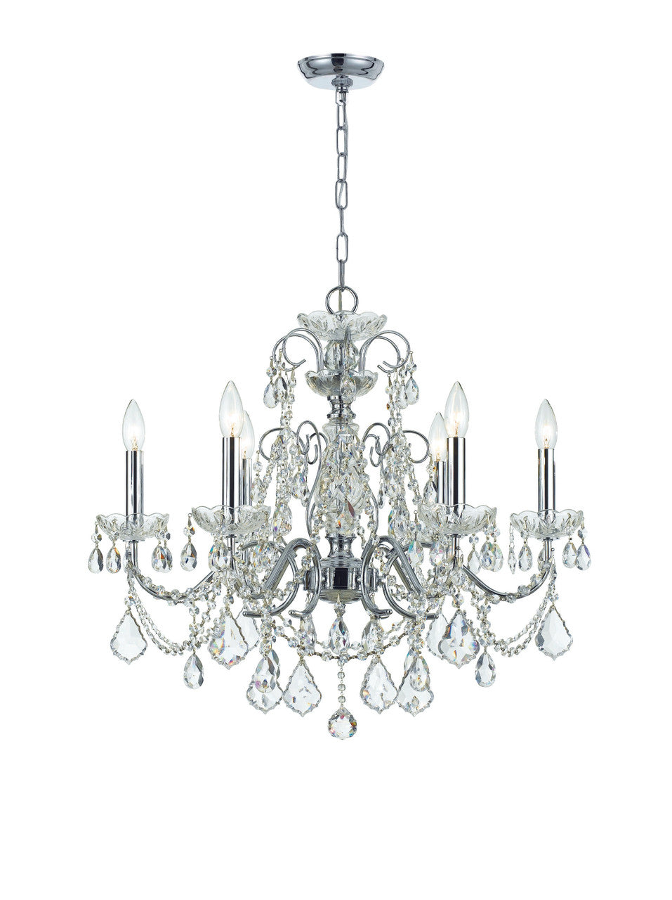 Crystorama Imperial 6 Light Hand Cut Crystal Polished Chrome Chandelier 3226-CH-CL-MWP