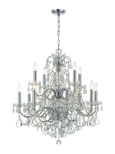 Crystorama Imperial 12 Light Hand Cut Crystal Polished Chrome Chandelier 3228-CH-CL-MWP