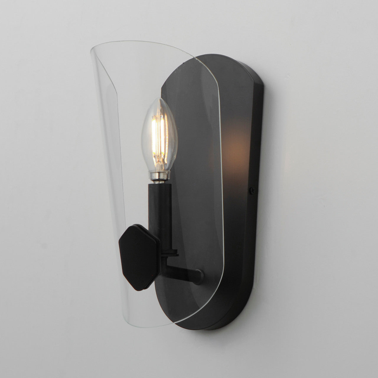 Maxim Armory 1-Light Wall Sconce in Black 32351CLBK