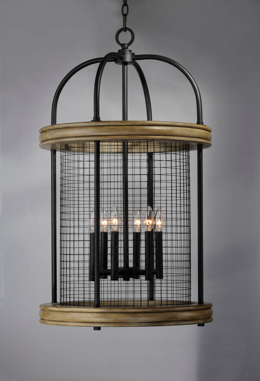 Maxim Lancaster 6-Light Pendant in Driftwood / Black 32387DWBK