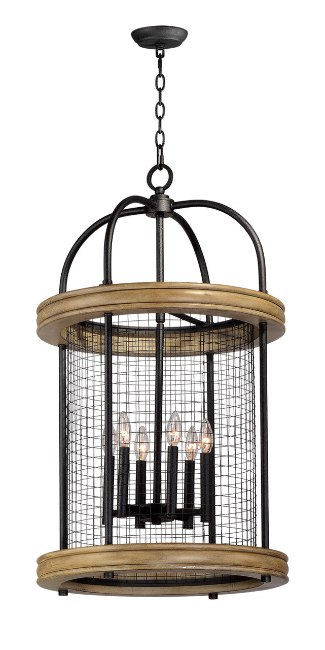 Maxim Lancaster 6-Light Pendant in Driftwood / Black 32387DWBK