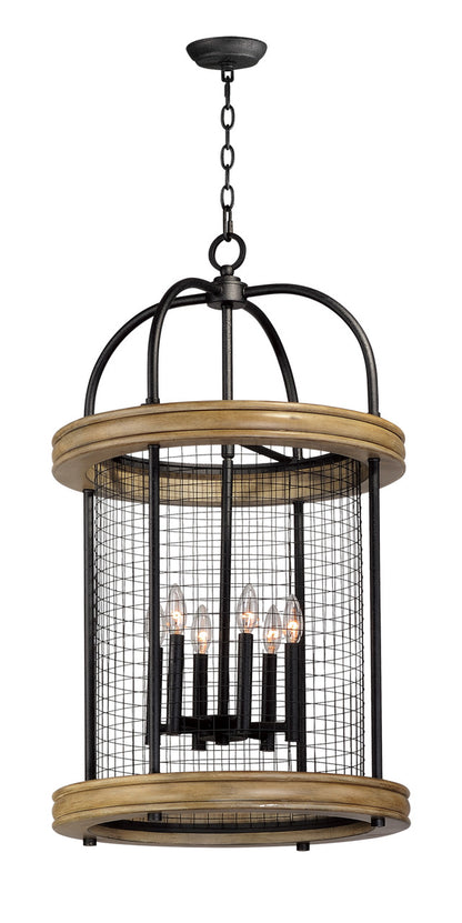 Maxim Lancaster 6-Light Pendant in Driftwood / Black 32387DWBK