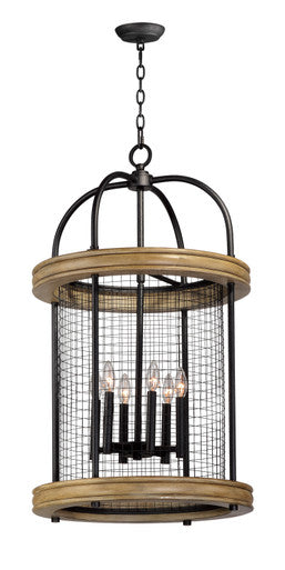 Maxim Lancaster 6-Light Pendant in Driftwood / Black 32387DWBK