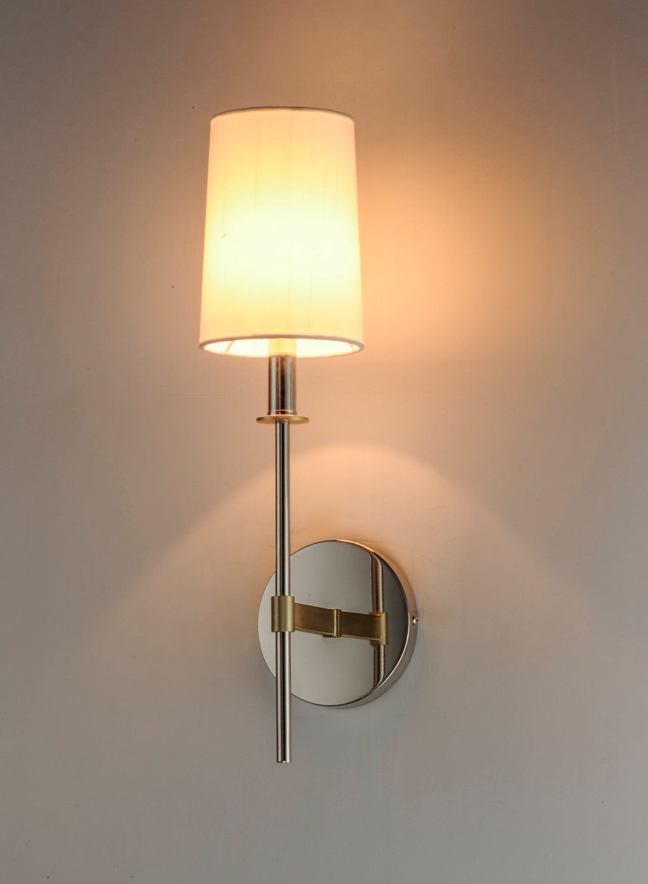 Maxim Uptown 1-Light Wall Sconce in Satin Brass / Polished Nickel 32391OFSBRPN