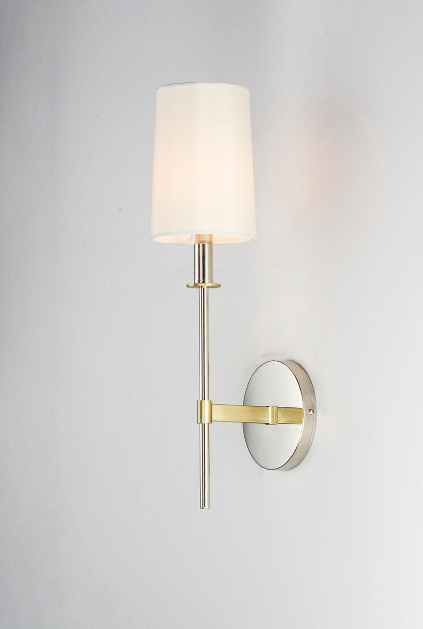 Maxim Uptown 1-Light Wall Sconce in Satin Brass / Polished Nickel 32391OFSBRPN