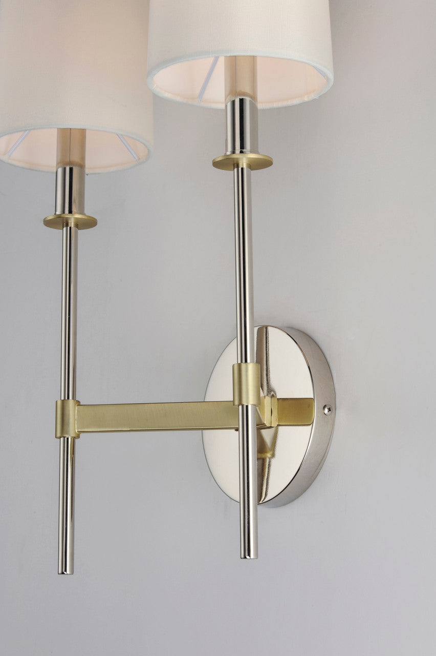 Maxim Uptown 2-Light Wall Sconce in Satin Brass / Polished Nickel 32392OFSBRPN