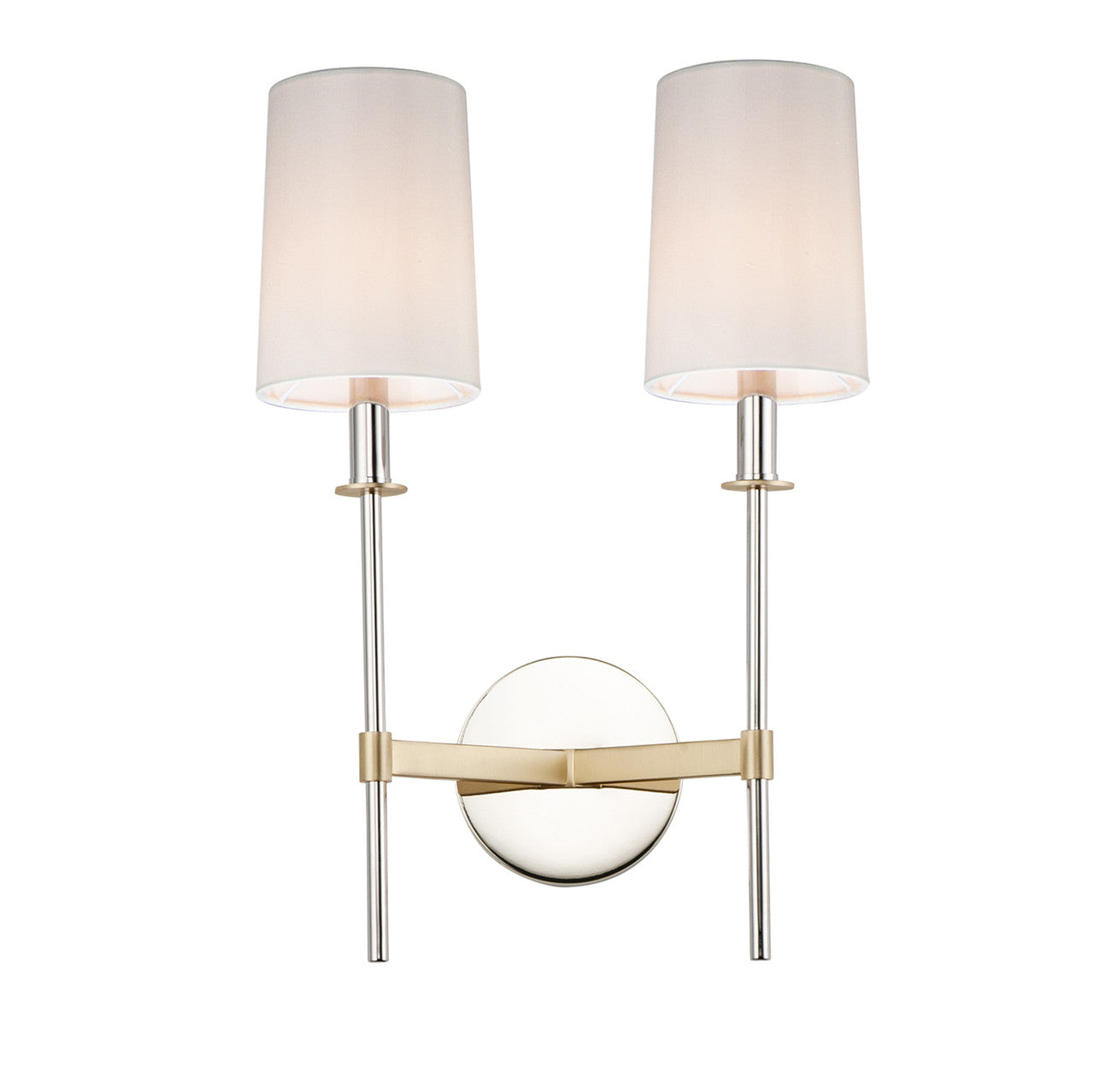 Maxim Uptown 2-Light Wall Sconce in Satin Brass / Polished Nickel 32392OFSBRPN