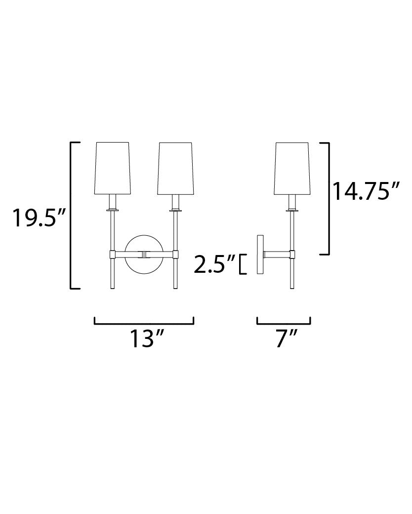 Maxim Uptown 2-Light Wall Sconce in Satin Brass / Polished Nickel 32392OFSBRPN