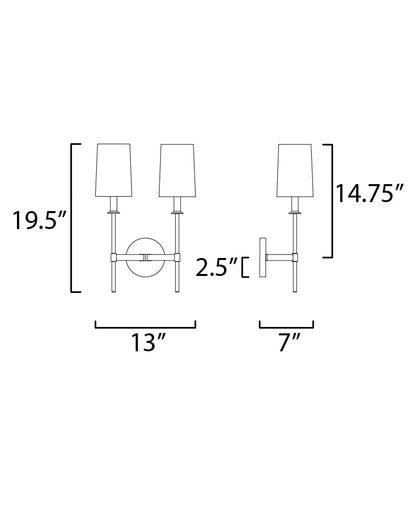 Maxim Uptown 2-Light Wall Sconce in Satin Brass / Polished Nickel 32392OFSBRPN