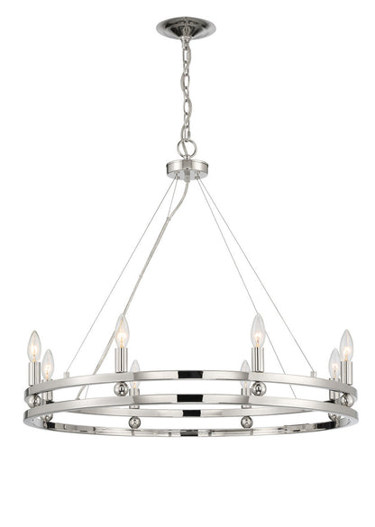 Lumanity Lighting Ashland 8-Light Statement Round Nickel Chandelier in Polished Nickel  L090-0026