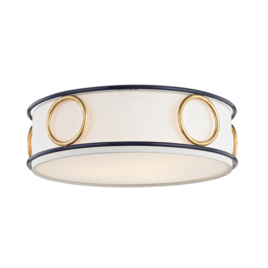 Mitzi 3 Light Flush Mount in Gold Leaf/Navy H236503-GL/NVY