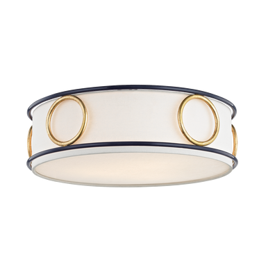 Mitzi 3 Light Flush Mount in Gold Leaf/Navy H236503-GL/NVY