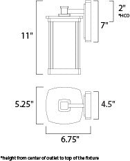 Maxim Terrace 1-Light Small Outdoor Wall Lantern in Bronze 3252FSBZ