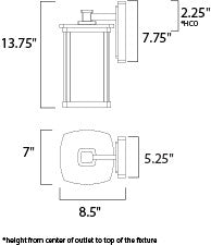 Maxim Terrace 1-Light Medium Outdoor Wall Lantern in Platinum 3253FSPL