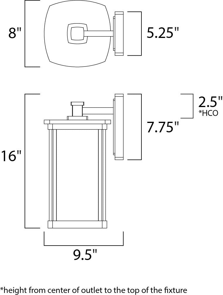 Maxim Terrace 1-Light Large Outdoor Wall Lantern in Platinum 3254FSPL