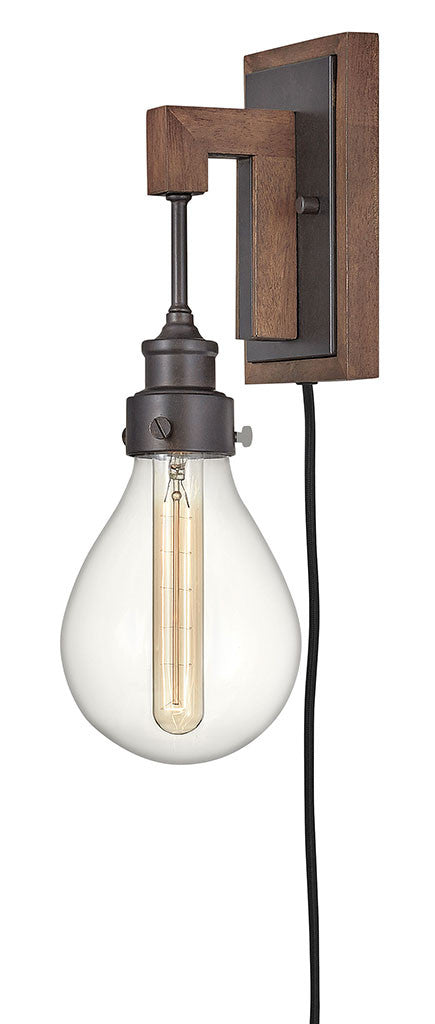 Hinkley Lighting Denton Single Light Plug-in Sconce Industrial Iron 3262IN