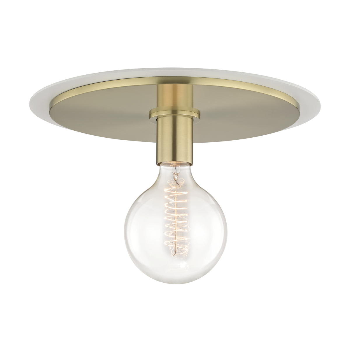 Mitzi 1 Light Flush Mount in Aged Brass/Soft Off White H137501L-AGB/WH